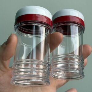 Post Modern Salt and Pepper Shakers Vintage Clear Plastic